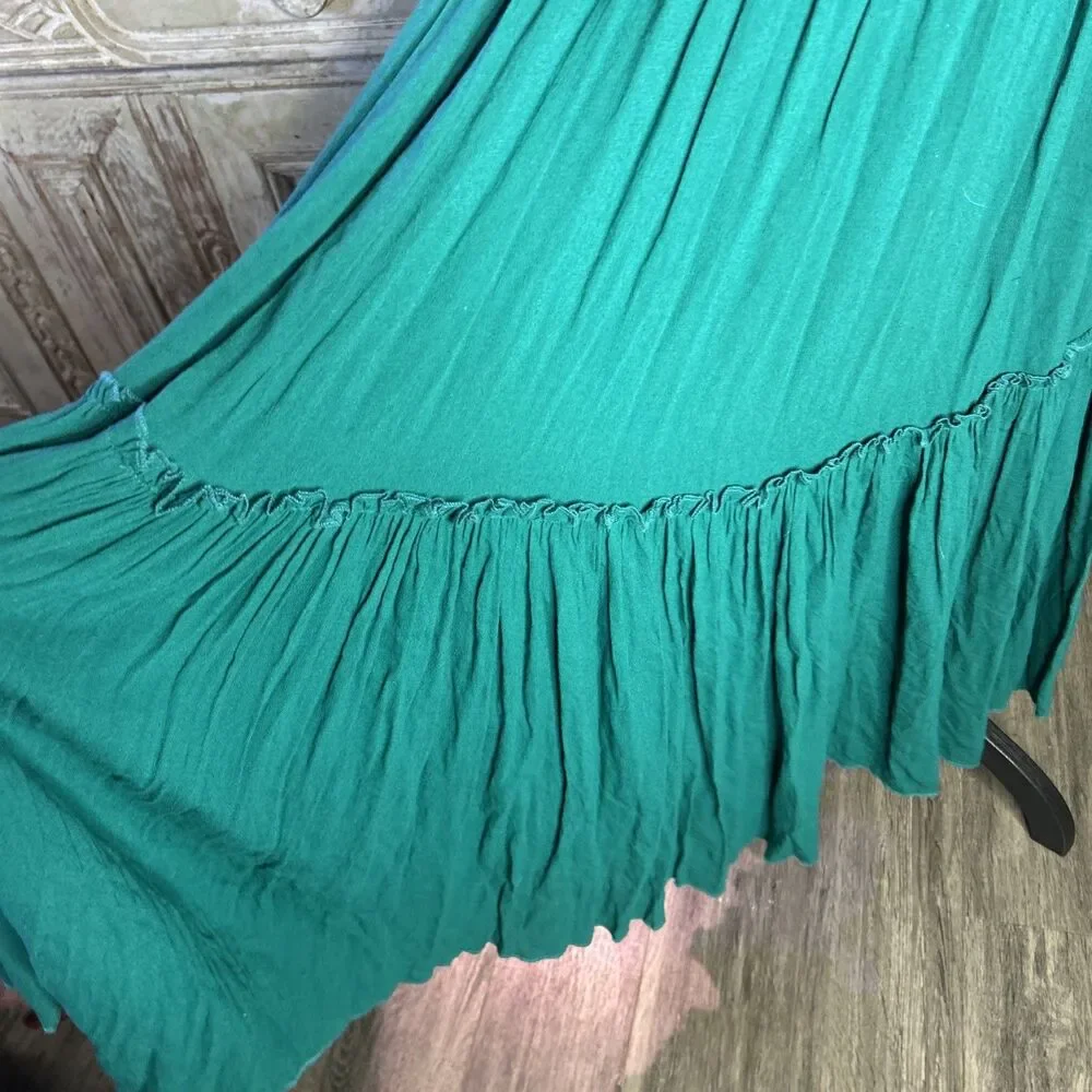Green Forest Fairy Maxi Dress Boho Whimsy Juniors XS Girls 14 Witchy Cottage